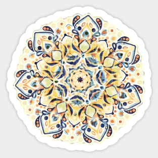 Stained Glass Mandala - Mustard Yellow & Navy Sticker